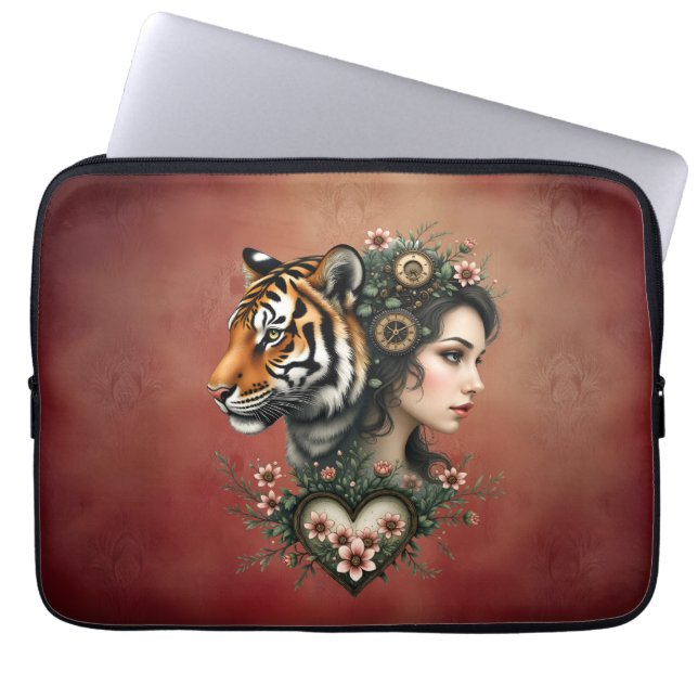 Funda Para Portátil Magnífico mundo floral de steampunk (Frente)