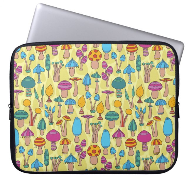 Funda Para Portátil Magnífico Mushrooms Doodle Seamless Pattern (Frente)