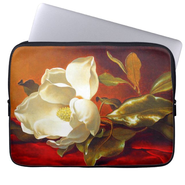 Funda Para Portátil Magnolia en Terciopelo Rojo Martin Johnson Heade (Frente)