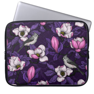 Funda Para Portátil Magnolia y pájaro del titmouse 4