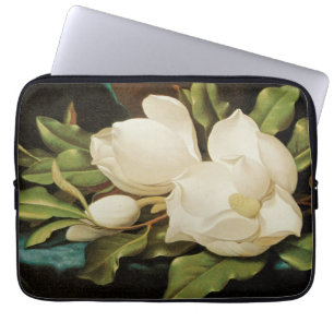 Funda Para Portátil Magnolias gigantes sobre una tela de terciopelo az