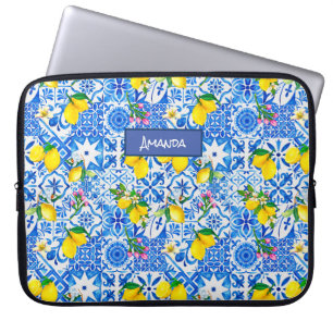 Funda Para Portátil Magólica azul veraniego cítrico siciliano Mediterr