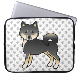 Funda Para Portátil Malamute de Alaska negro y marrón, perro de dibujo
