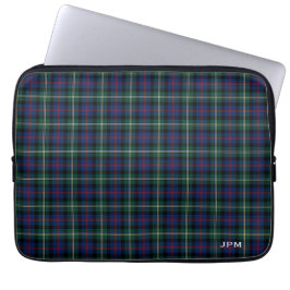 Funda Para Portátil Malcolm Tartan Dark Blue Plaid Monograma