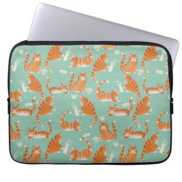 Funda Para Portátil Malo Naranja Tabby Gats golpeando las cosas