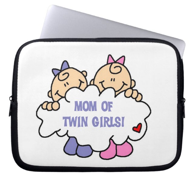 Funda Para Portátil Mamá de los Chicas gemelos camisetas y regalos (Frente)