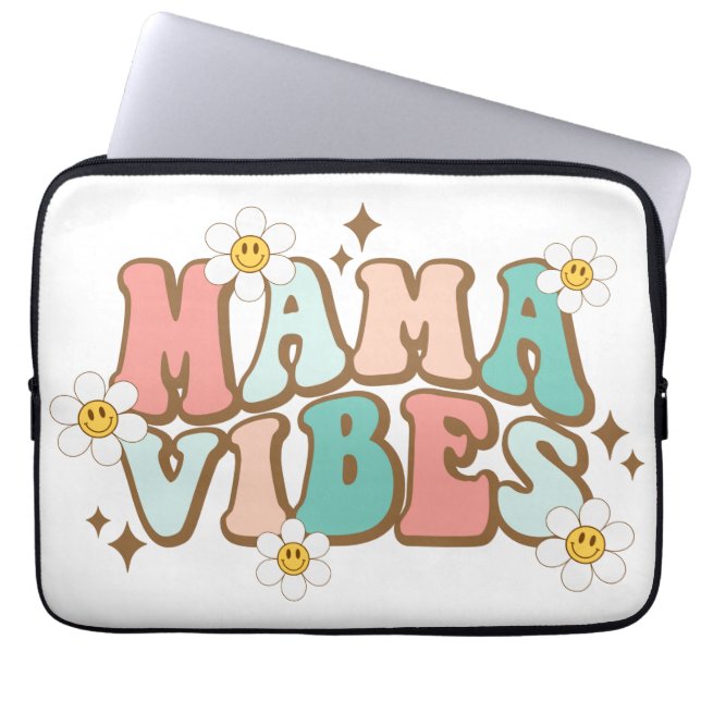 Funda Para Portátil Mama Vibes con daisies (Frente)