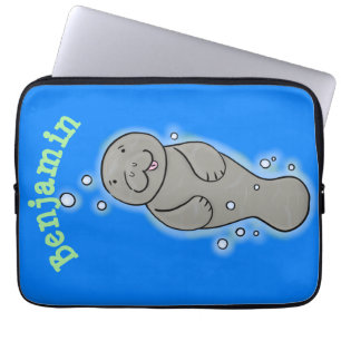Funda Para Portátil Manatí de bebé con ilustracion de burbujas