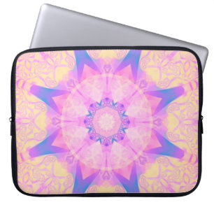 Funda Para Portátil Mandala abstracta retro digital. Flor brillante. B