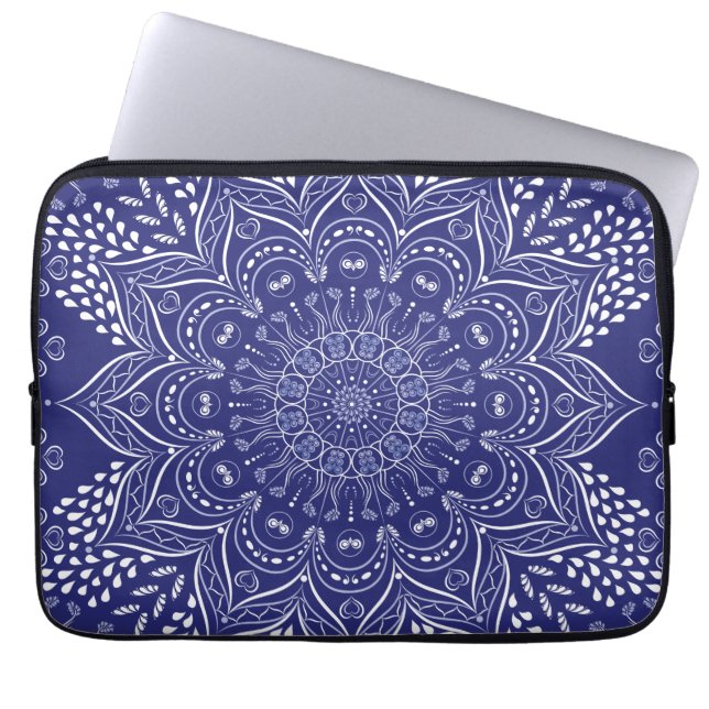 Funda Para Portátil Mandala azul índigo (Frente)