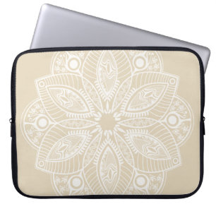 Funda Para Portátil Mandala blanca exótica con fondo beige