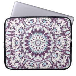 Funda Para Portátil Mandalá caleidoscopio espiritual azul púrpura blan