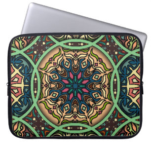 Funda Para Portátil Mandala colorida: Mano floral vintage dibujada