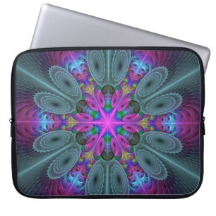 Funda Para Portátil Mandalá Colorido Arte Espiritual Fractal Con Rosa