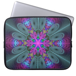 Funda Para Portátil Mandala Colorido Arte Fractal Espiritual Con Rosa