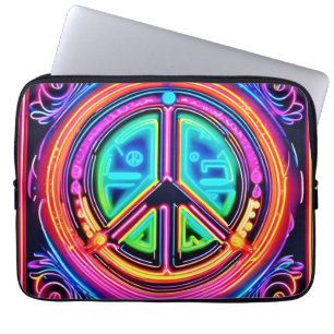 Funda Para Portátil Mandalá de Paz Neon