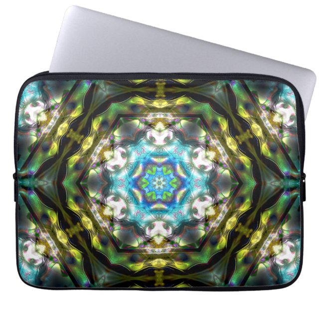 Funda Para Portátil Mandala dentro de hexágono metalizado de hammers v (Frente)