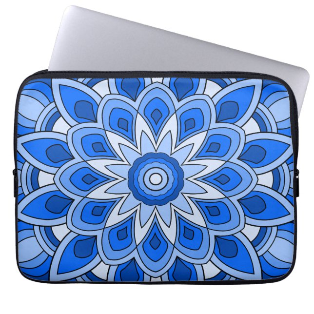 Funda Para Portátil Mandala en azul (Frente)
