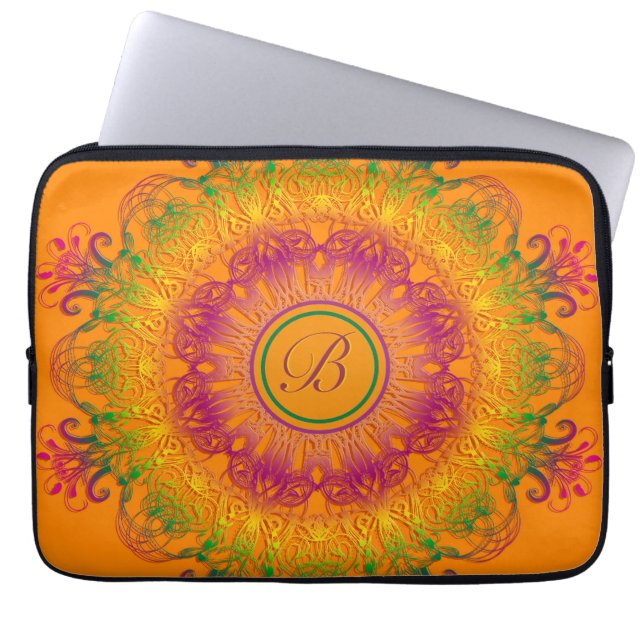 Funda Para Portátil Mandala floral étnica (Frente)