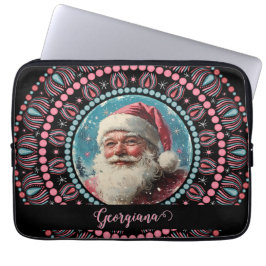 Funda Para Portátil Mandala floral Retro Santa Pinkmas personalizada