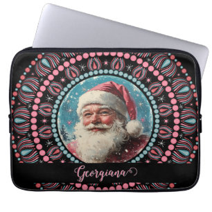 Funda Para Portátil Mandala floral Retro Santa Pinkmas personalizada