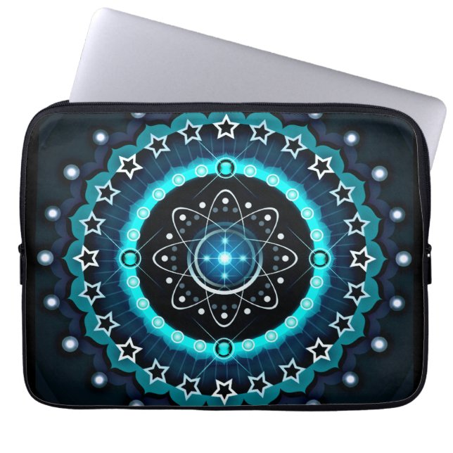 Funda Para Portátil Mandala Kaleidoscope con fondo negro (Frente)