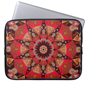 Funda Para Portátil Mandala lujosa sin fisuras, floral estrellada.