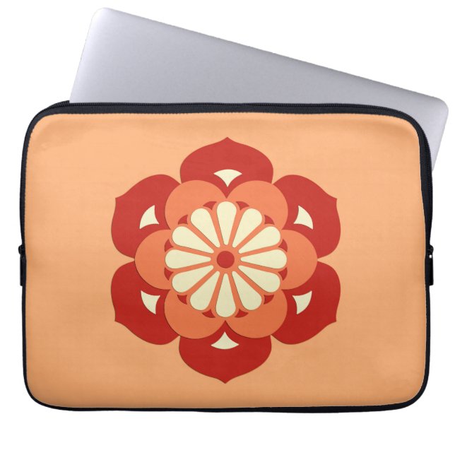 Funda Para Portátil Mandala, Naranja Pastel y mandarín (Frente)