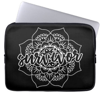 Funda Para Portátil Mandala, sobreviviente de cáncer, en blanco