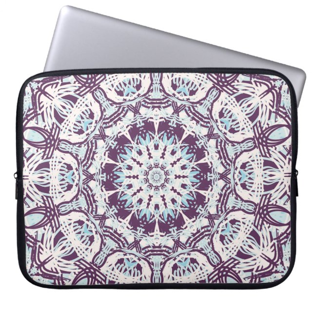Funda Para Portátil Mandala Spiritual Kaleidoscope Blue Purple White  (Frente)
