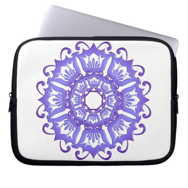 Funda Para Portátil Mandala. violeta floral (Frente)