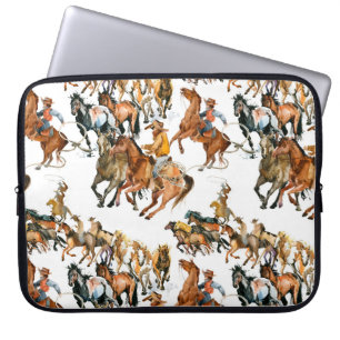Funda Para Portátil Manejar caballos sin problemas. Vaquero americano.