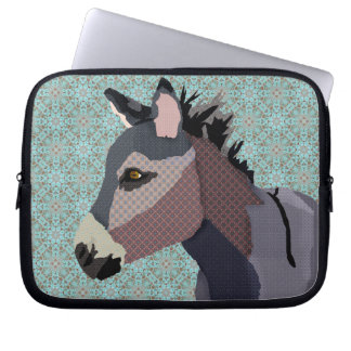 Funda Para Portátil Manga azul del ordenador del burro del gris