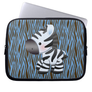 Funda Para Portátil Manga azul del ordenador portátil de la cebra y