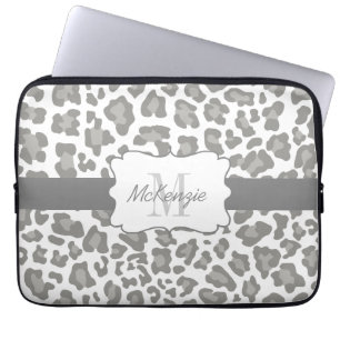 Funda Para Portátil Manga blanca y gris del leopardo del neopreno del