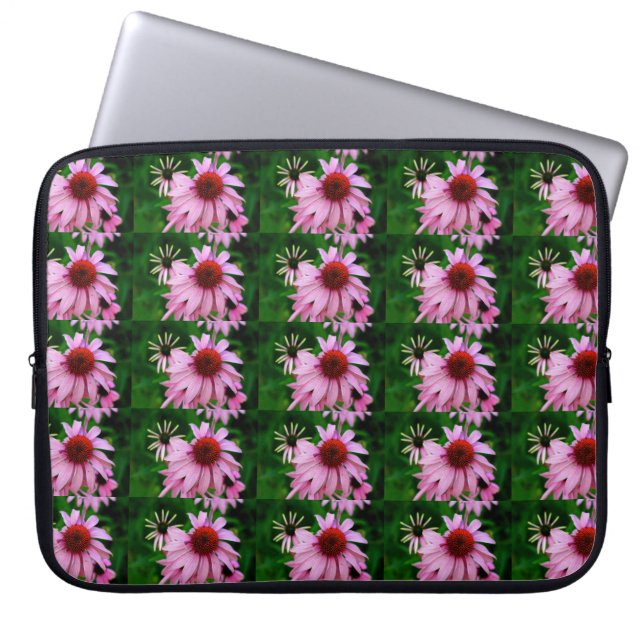 Funda Para Portátil manga de flores de equinácea rosa (Frente)