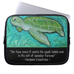 Funda Para Portátil Manga de la electrónica de la tortuga de mar verde