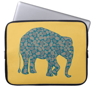 Funda Para Portátil Manga de la laptop amarilla Paisley Elephant Perso