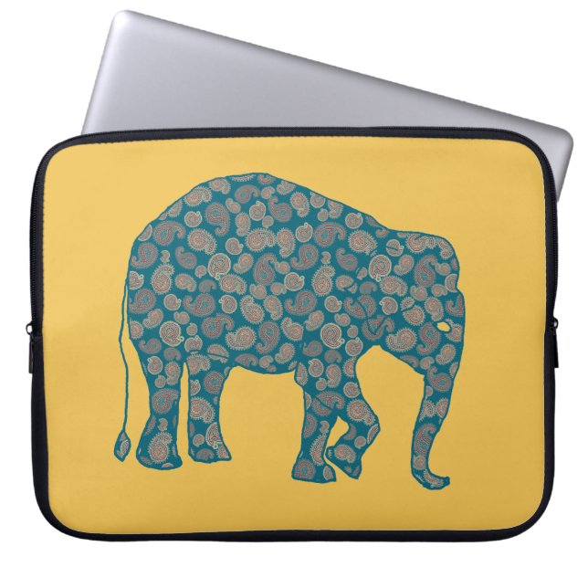Funda Para Portátil Manga de la laptop amarilla Paisley Elephant Perso (Frente)