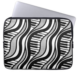 Funda Para Portátil Manga de la laptop Black & White Piano Music Polka