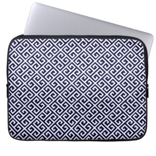 Funda Para Portátil Manga de la laptop de la llave griega blanca y azu