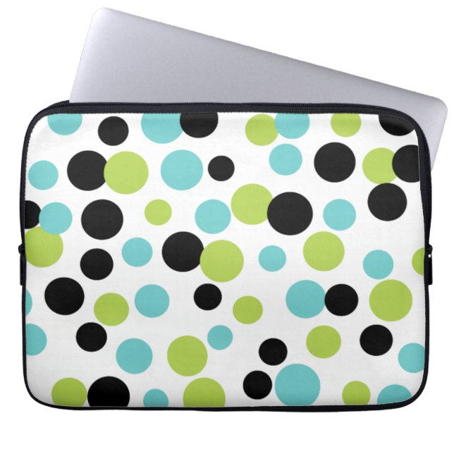 Funda Para Portátil Manga de la laptop de puntos de la lima turquesa (Frente)