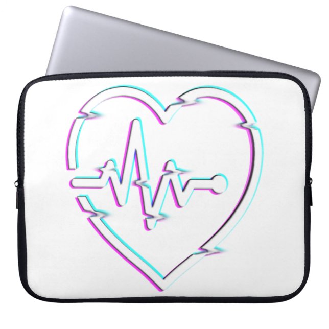 Funda Para Portátil Manga de la laptop Neoprene Heart Check (Frente)