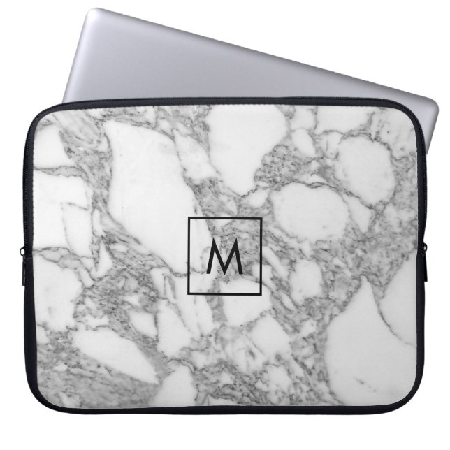 Funda Para Portátil Manga de piedra de mármol blanca de encargo del (Frente)