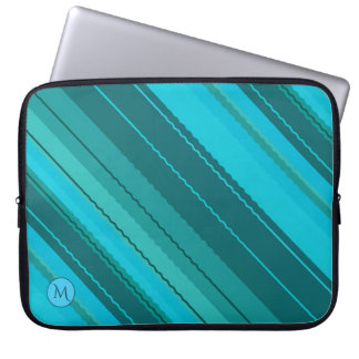 Funda Para Portátil Manga de portátil con bandas de monograma azul ver