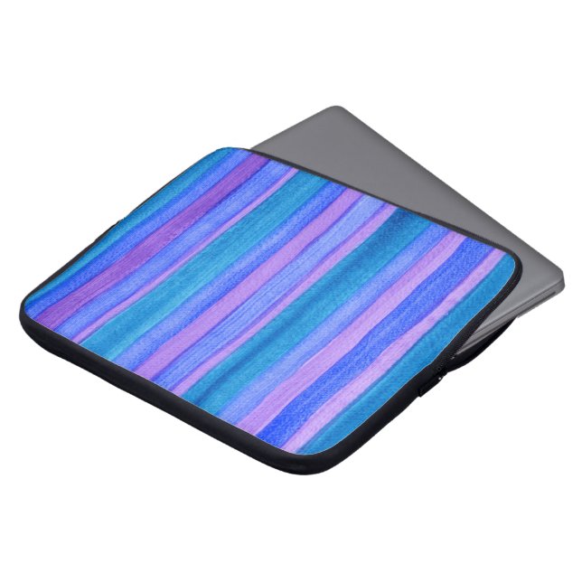 Funda Para Portátil Manga de portátil con tiras pintadas azules, viole (Superior anverso)