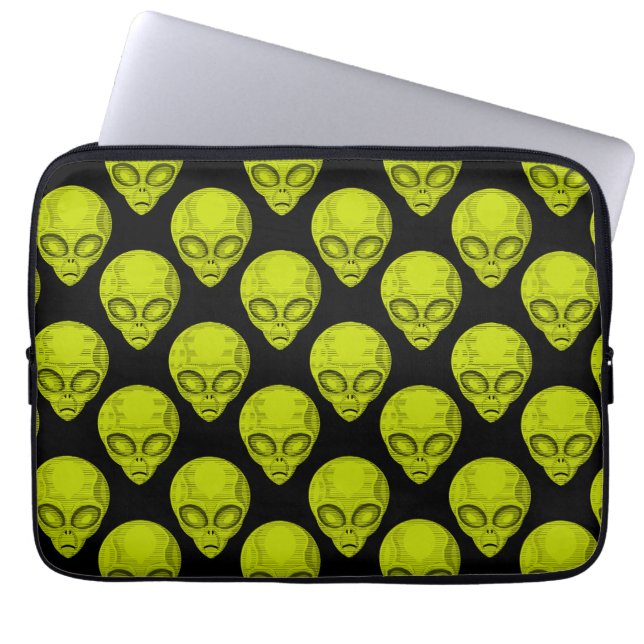 Funda Para Portátil Manga de portátil de cabezal alienígena verde (Frente)
