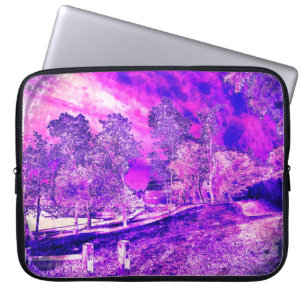 Funda Para Portátil Manga De Portátil De Escena Rural Rosa Y Púrpura
