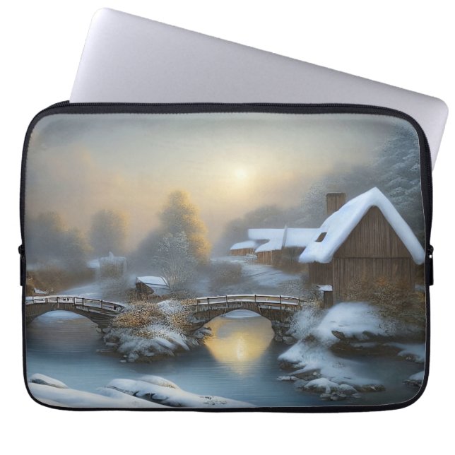 Funda Para Portátil Manga de portátil de la escena de invierno (Frente)