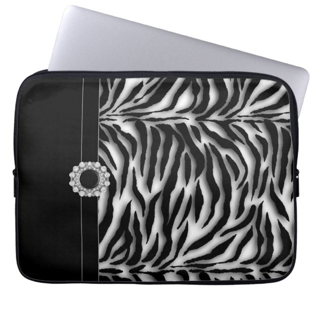 Funda Para Portátil Manga de portátil de Zebra Negra joyada (Frente)